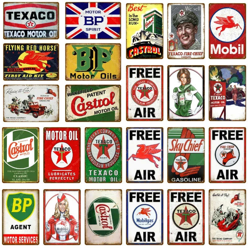 Vintage Collectible Plates - Vintage Texaco moteur huile signes ciel